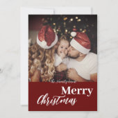 Modern Trendy Kerstmis, donkerdusky Family Foto Kaart (Voorkant)