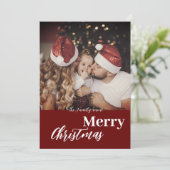 Modern Trendy Kerstmis, donkerdusky Family Foto Kaart (Staand voorkant)