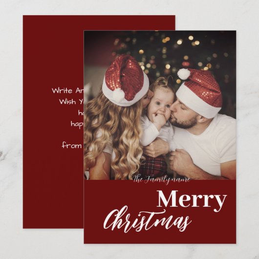 Modern Trendy Kerstmis, donkerdusky Family Foto Kaart (Voorkant / Achterkant)