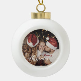 Modern Trendy Kerstmis, donkerdusky Family Foto Keramische Bal Ornament