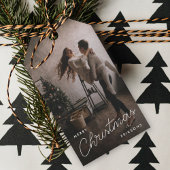 Modern Trendy Kerstmis | Donkere Dusky Couple-foto Cadeaulabel