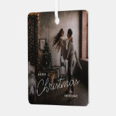 Modern Trendy Kerstmis | Donkere Dusky Couple-foto Metalen Ornament (Voorkant links)