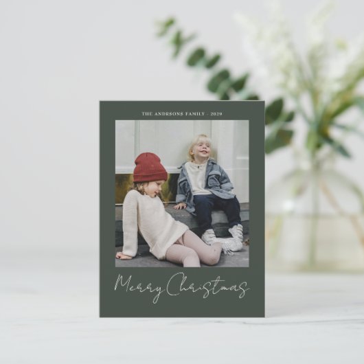 Modern Trendy Kerstmis | Forest Green Dark Dusky Briefkaart (Staand voorkant)