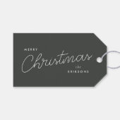 Modern Trendy Kerstmis | Forest Green Dark Dusky Cadeaulabel (Voorkant (Horizontaal))