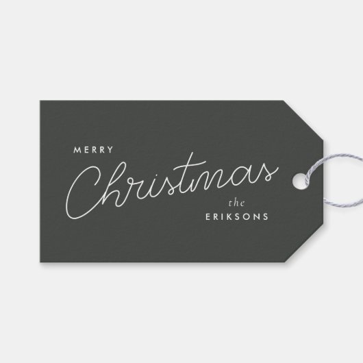 Modern Trendy Kerstmis | Forest Green Dark Dusky Cadeaulabel (Voorkant (Horizontaal))