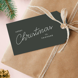 Modern Trendy Kerstmis | Forest Green Dark Dusky Cadeaulabel