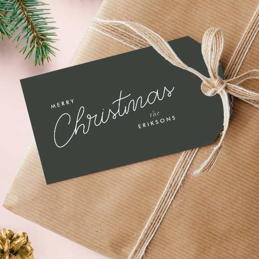 Modern Trendy Kerstmis | Forest Green Dark Dusky Cadeaulabel