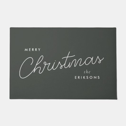 Modern Trendy Kerstmis | Forest Green Dark Dusky Deurmat (Voorkant)