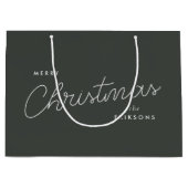 Modern Trendy Kerstmis | Forest Green Dark Dusky Groot Cadeauzakje (Voorkant)