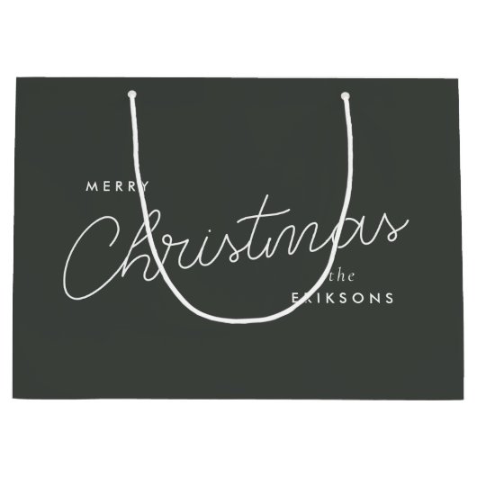 Modern Trendy Kerstmis | Forest Green Dark Dusky Groot Cadeauzakje (Voorkant)