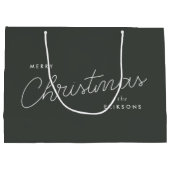 Modern Trendy Kerstmis | Forest Green Dark Dusky Groot Cadeauzakje (Achterkant)