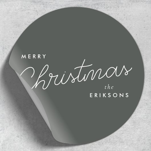 Modern Trendy Kerstmis | Forest Green Dark Dusky Ronde Sticker