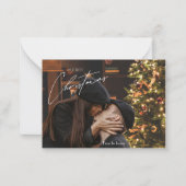 Modern Trendy Kerstmis | Romantische Koppel Foto  Notitiekaartje (Voorkant)