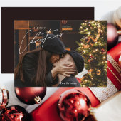 Modern Trendy Kerstmis | Romantische Koppel Foto  Notitiekaartje