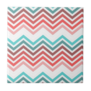 Modern, trendy, kleurrijke chevron zigzag tegeltje