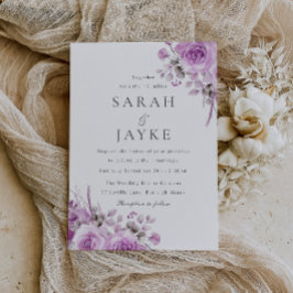 Modern trendy lavendel Roos Boho Floral Wedding Kaart