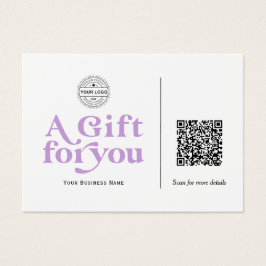 Modern Trendy Lavender QR-kaartje met cadeaubon Visitekaartje