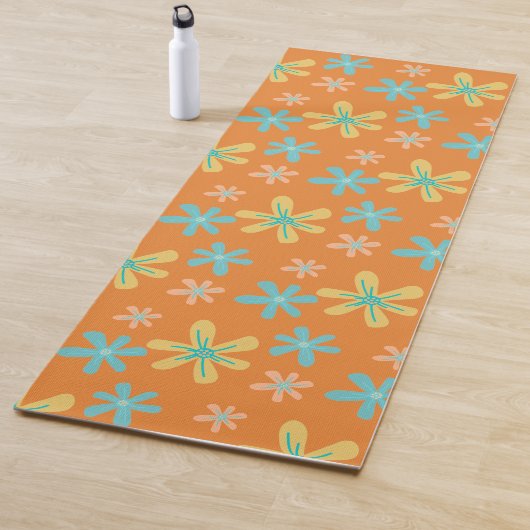 Modern Trendy Leuk Meisje Bloemen Sinaasappel Mono Yogamat (In situ)