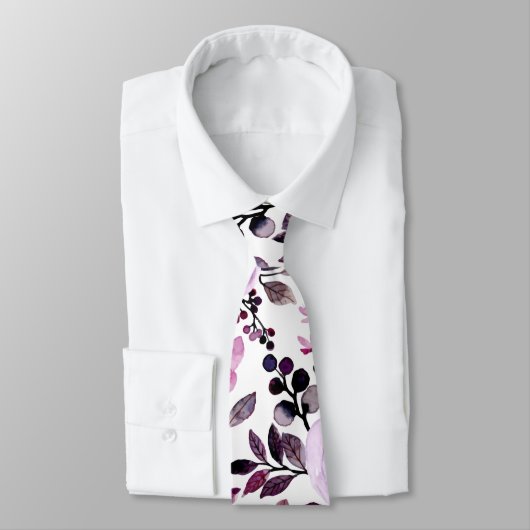 Modern Trendy Lila modern  Floral Patroon Stropdas (Gebonden)