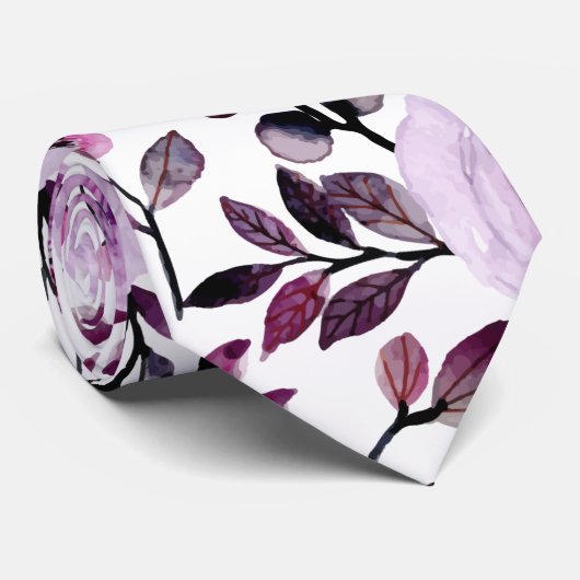 Modern Trendy Lila modern  Floral Patroon Stropdas (Opgerold)