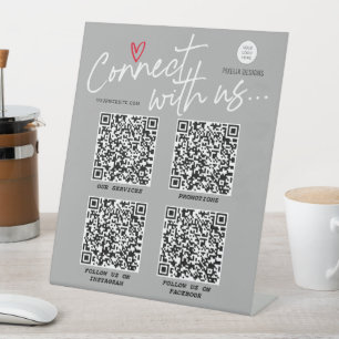 Modern trendy logo script QR code networking sign Reclamebord Met Voetstuk