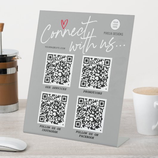 Modern trendy logo script QR code networking sign Reclamebord Met Voetstuk (Insitu)