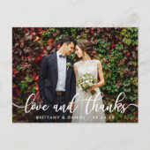 Modern Trendy Love and Bedankt | Weddenfoto Briefkaart (Voorkant)