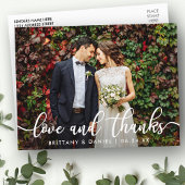 Modern Trendy Love and Bedankt | Weddenfoto Briefkaart