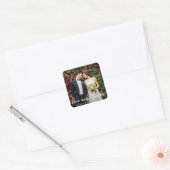 Modern Trendy Love and Bedankt | Weddenfoto Vierkante Sticker (Envelop)