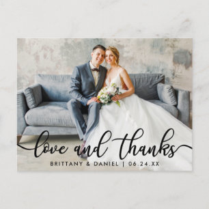 Modern Trendy Love Bedankt Wedding Photo Briefkaart