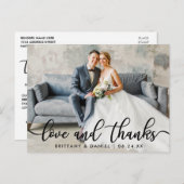 Modern Trendy Love Bedankt Wedding Photo Briefkaart (Voorkant / Achterkant)