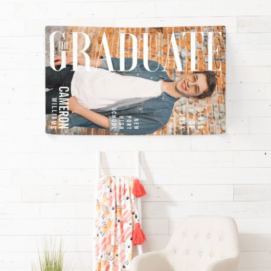 Modern Trendy Magazine Hoesje Foto Afstuderen Spandoek (Insitu)