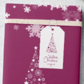 Modern Trendy Magenta Merry Christmas Script Cadeaulabel