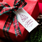 Modern Trendy Magenta Merry Christmas Script Cadeaulabel