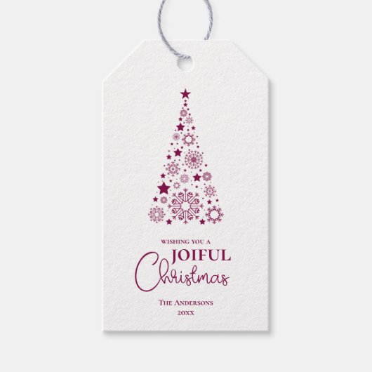 Modern Trendy Magenta Merry Christmas Script Cadeaulabel (Voorkant)