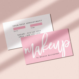 Modern Trendy Makeup Script Appointer Roze Visitekaartje