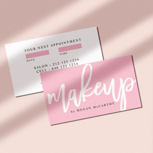 Modern Trendy Makeup Script Appointer Roze Visitekaartje