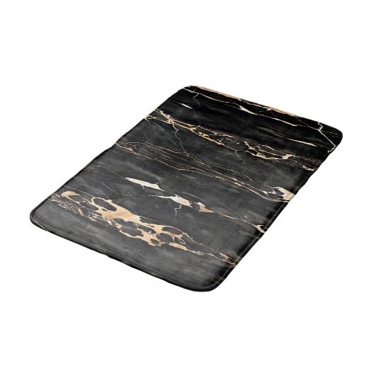 Modern Trendy Marble Pattern in Black Gold Grey Badmat (Gekanteld)