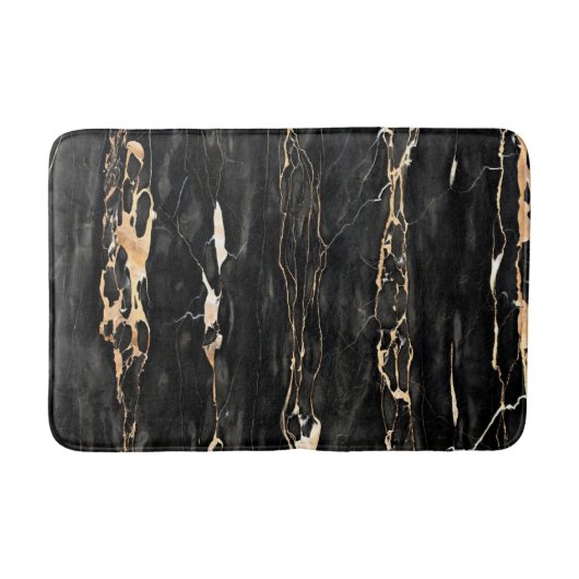 Modern Trendy Marble Pattern in Black Gold Grey Badmat (Voorkant)
