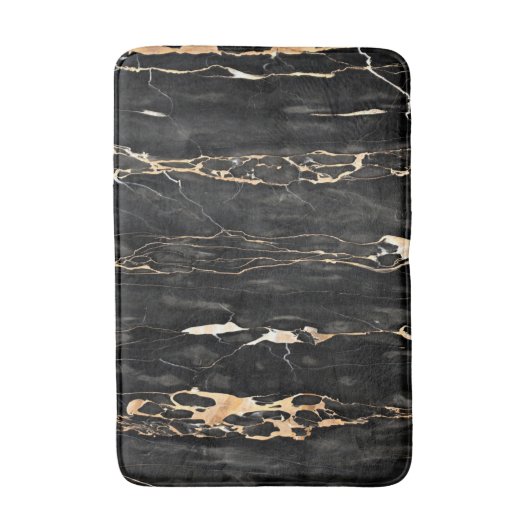 Modern Trendy Marble Pattern in Black Gold Grey Badmat (Voorkant Verticaal)