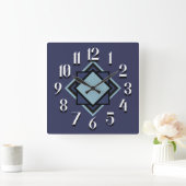 Modern Trendy marine Light Blue White Geometric Vierkante Klok (Huis)