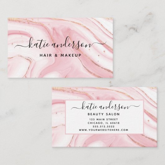 Modern trendy marmer visitekaartje (Voorkant / Achterkant)
