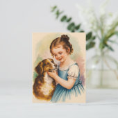 Modern trendy meisje en hond briefkaart (Staand voorkant)