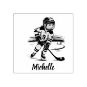 Modern trendy meisje spelen ijshockey gepersonalis rubberstempel (Afrduk)