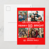 Modern trendy Merry and Bright Family Foto Feestdagenkaart (Voorkant / Achterkant)
