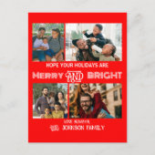 Modern trendy Merry and Bright Family Foto Feestdagenkaart (Voorkant)