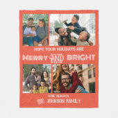 Modern trendy Merry and Bright Family Foto Fleece Deken (Voorkant)