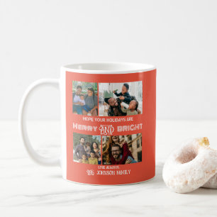Modern trendy Merry and Bright Family Foto Koffiemok