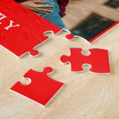 Modern trendy Merry and Bright Family Foto Legpuzzel (Zijkant)