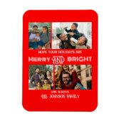 Modern trendy Merry and Bright Family Foto Magneet (Verticaal)